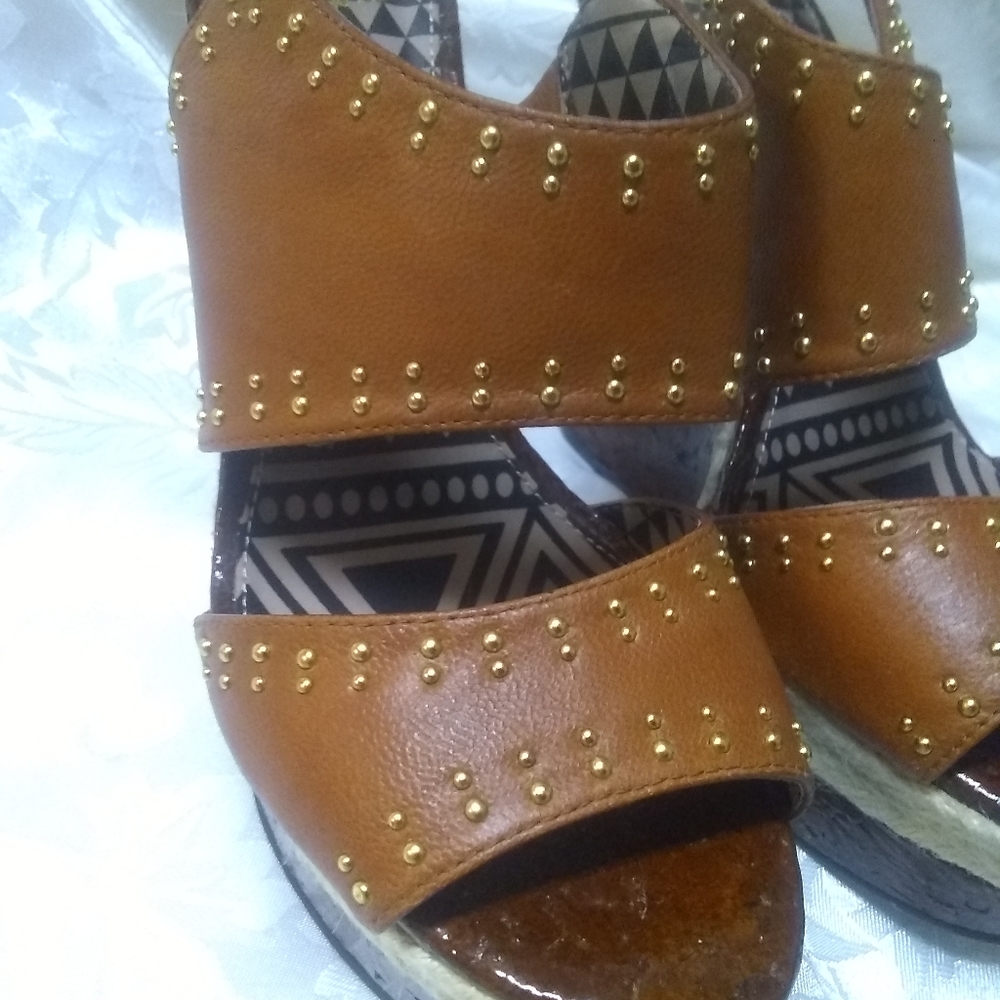 Jessica Simpson Gena Brown Leather Wedge Platform - Picture 2 of 8